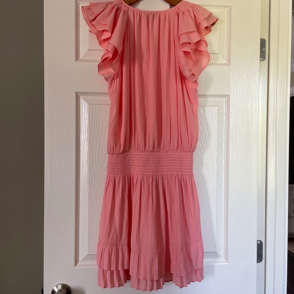 Ramy Brook Lana Pink Elastic Waist Ruffle Button Dress NWT Size Medium - Picture 2 of 12